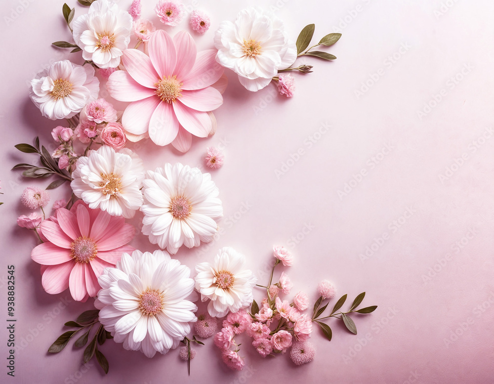 Women's Day concept. floral pink pastel background Women's Day concept. floral pink pastel background