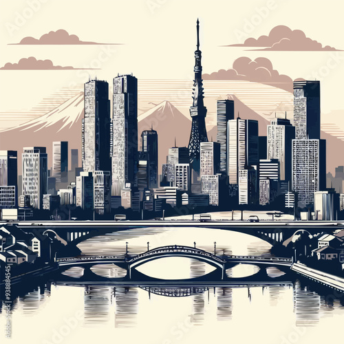 Shanghai China city skyline vector silhouette