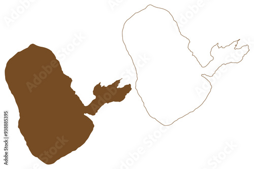 Kagen island (Kingdom of Norway) map vector illustration, scribble sketch Gavvir map