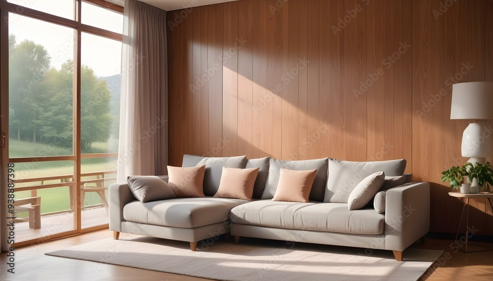 Interior mockup In a white room a blue sofa is placed next to a photo frame on the wall Interior mockup In a white room a blue sofa is placed next to a photo frame on the wall