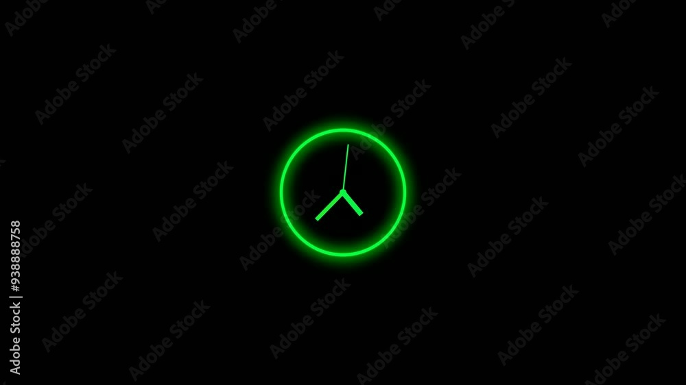 Green countdown clock animation, 12 hours clock animation_4k stock video. Green countdown clock animation, 12 hours clock animation_4k stock video.