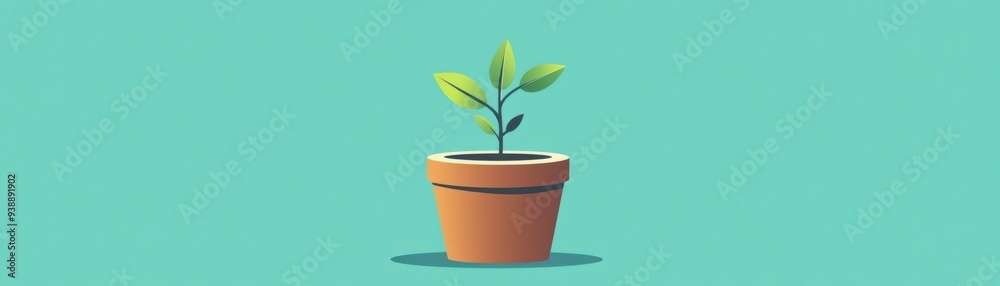 A vibrant green plant in a terracotta pot, set against a soothing turquoise background, symbolizing growth and renewal. A vibrant green plant in a terracotta pot, set against a soothing turquoise background, symbolizing growth and renewal.