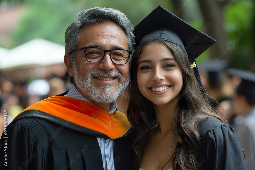 Fototapeta premium A Graduate Posing with a Favorite Professor or Advisor