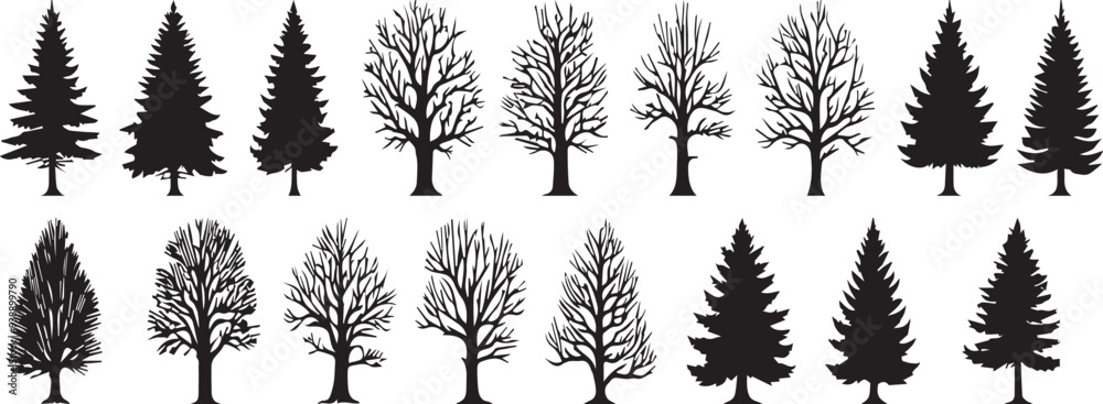 Fototapeta premium tree silhouettes on a white background. Vector illustration