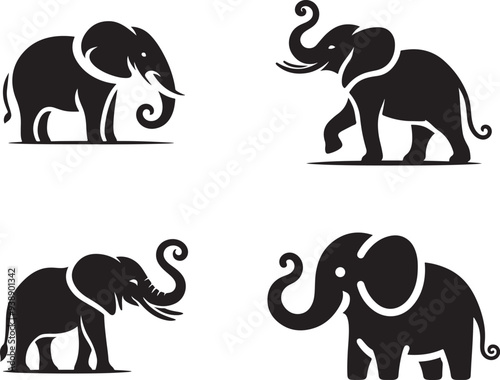 Elephant Silhouettes vector art. photo