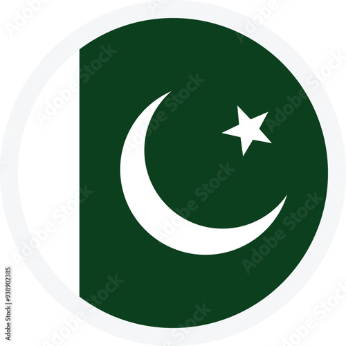 Flag of Pakistan. Round icon on transparent background. Flat style