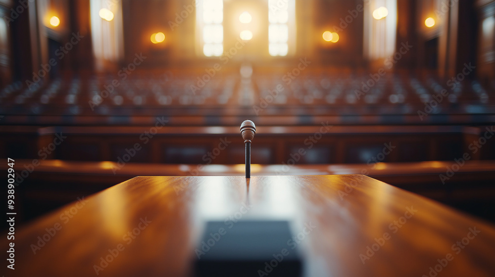 Podium with Microphone in a Large Hall Podium with Microphone in a Large Hall