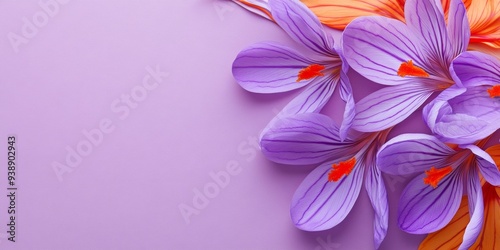 Abstract Saffron Crocus Flower: Elegant Botanical Illustration Celebrating Spring Nature and Cultural Diversity. Minimalist Floral Design with Stylish Gradient Texture for Graphic Art. AI-Generated Ar