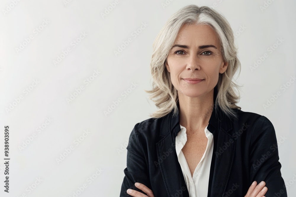 Clean modern portrait of mature business woman on white background. Clean modern portrait of mature business woman on white background.