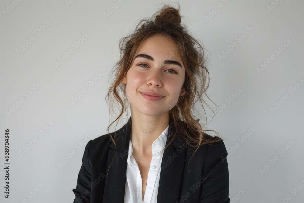 Happy young business woman portrait on white background. Happy young business woman portrait on white background.