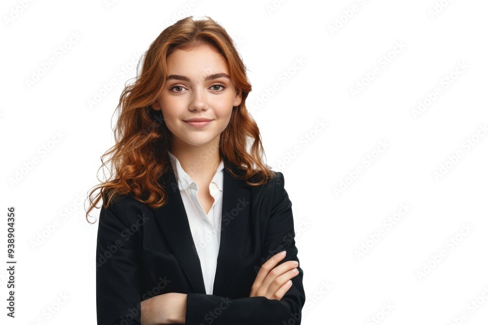 Happy young business woman portrait on white background. Happy young business woman portrait on white background.