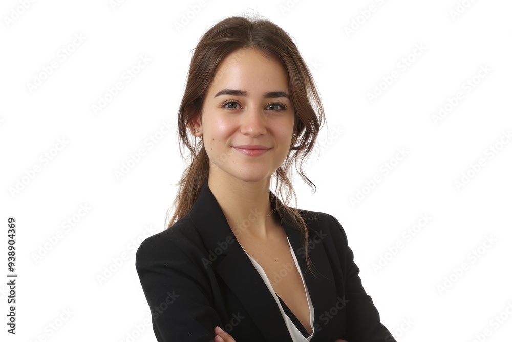 Happy young business woman portrait on white background. Happy young business woman portrait on white background.