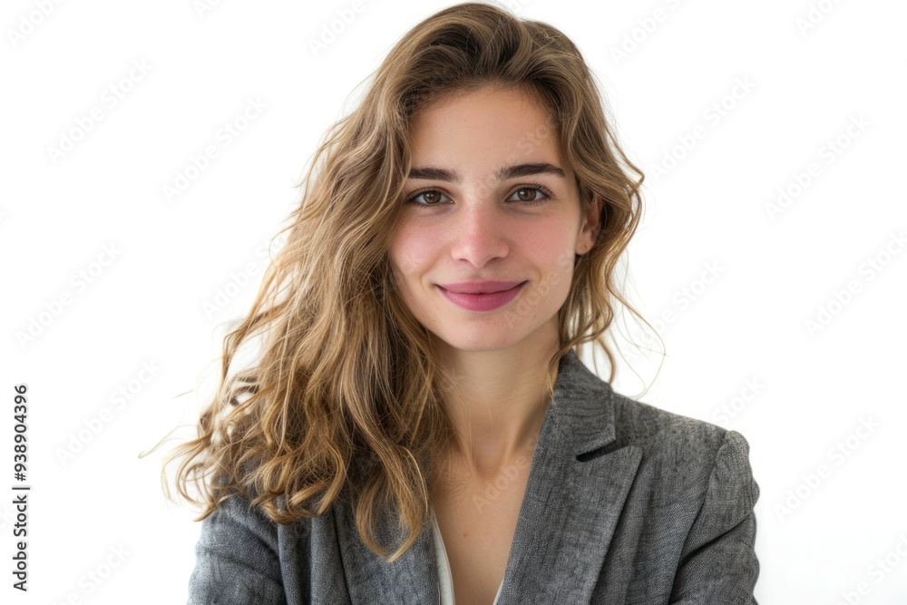 Happy young business woman portrait on white background. Happy young business woman portrait on white background.