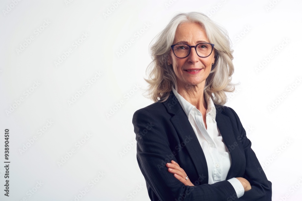 Confident senior businesswoman on white background. Confident senior businesswoman on white background.