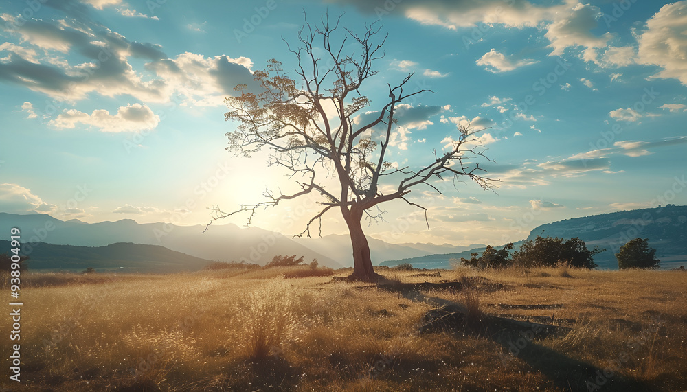 Creative Landscape Concept. Living and Dead Tree Creative Landscape Concept. Living and Dead Tree