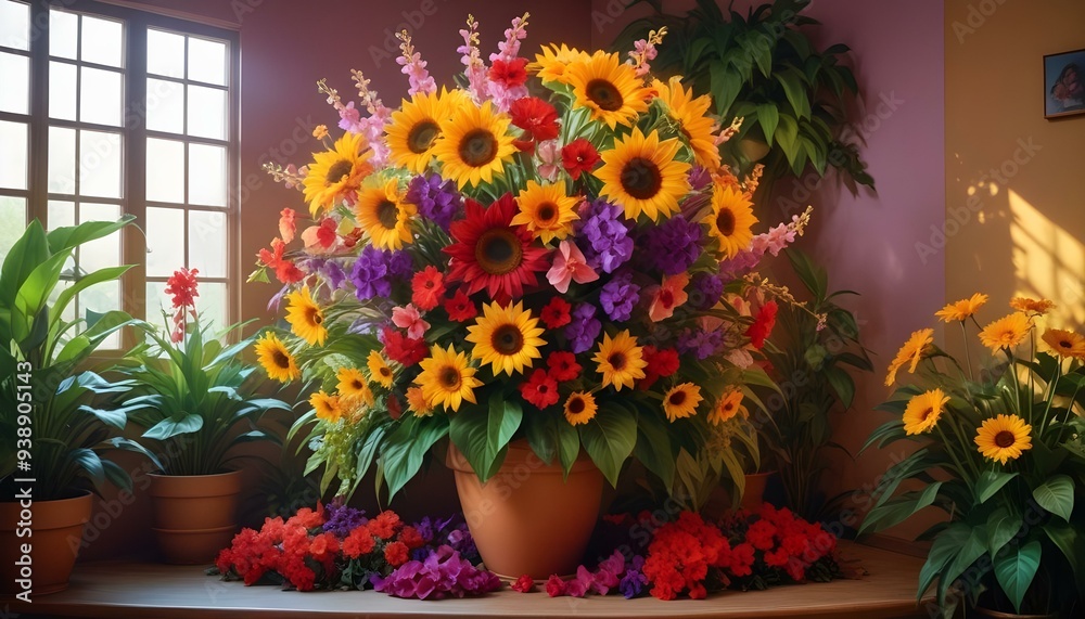 a vase with flowers in it and a round object in the background. a vase with flowers in it and a round object in the background.