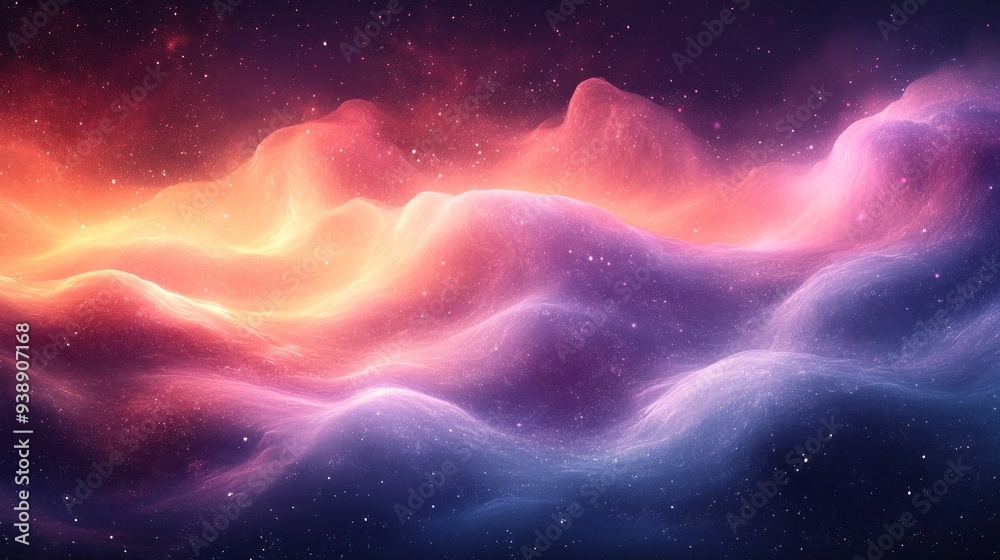 Cosmic Dreamscape: A vibrant nebula with hues of pink, orange, and blue.