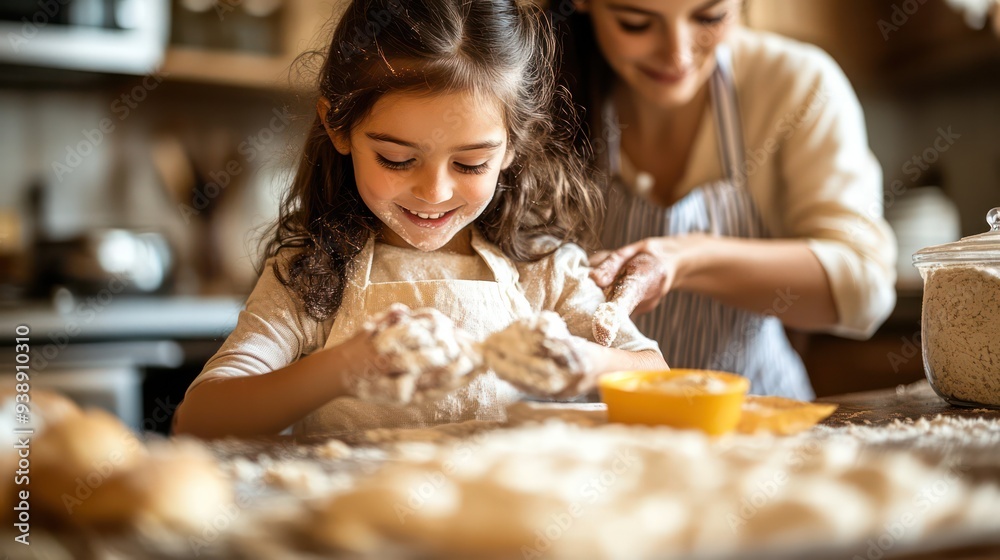 Parents and kids baking together in a warm, inviting kitchen, with ingredients and utensils laid out on the counter. Parents and kids baking together in a warm, inviting kitchen, with ingredients and utensils laid out on the counter.