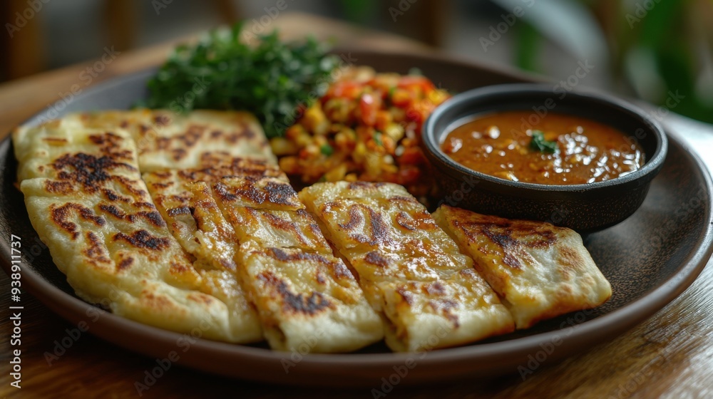 Hot Fluffy Roti Canai with Dhal and Curry Hot Fluffy Roti Canai with Dhal and Curry