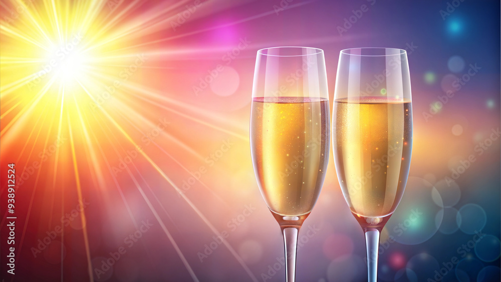two glasses of champagne on a bright background two glasses of champagne on a bright background
