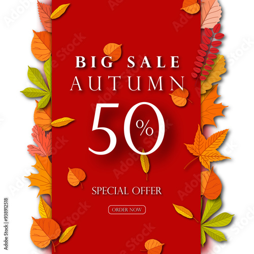 autumn sale square web banners set design with leaves background for social media