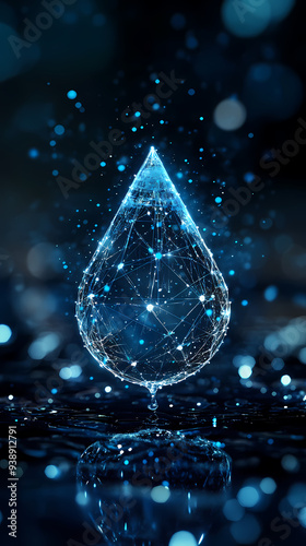 Digital water drop, a symbol of future technology