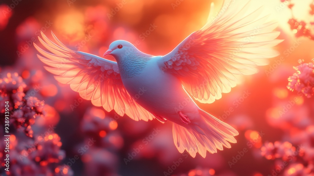 White Dove Soaring Through the Golden Light White Dove Soaring Through the Golden Light