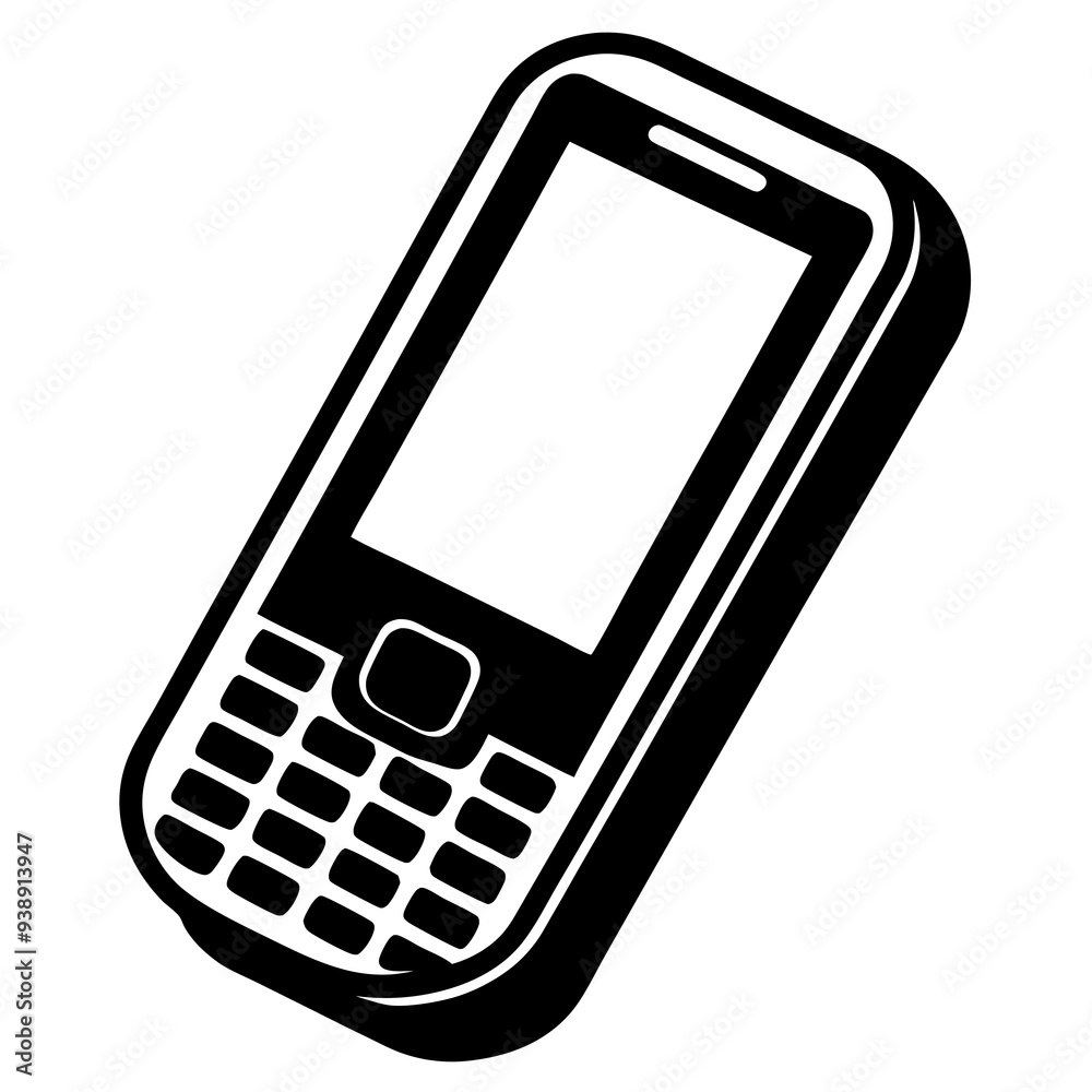 Mobile Silhouette Vector on White Mobile Silhouette Vector on White