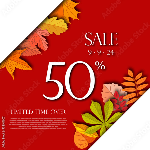 autumn sale square web banners set design with leaves background for social media