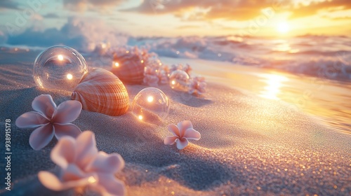 The bright and beautiful pearl in the shell, AI generated.