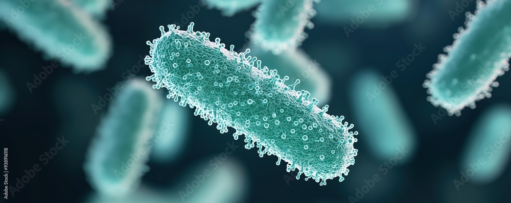 Microscopic view of bacterial conjugation, genetic transfer, 3D illustration