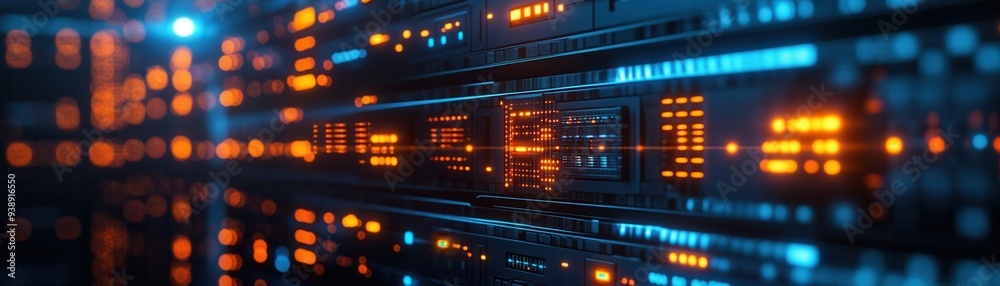 Abstract digital data concept background with glowing blue and orange lights, representing technology, networking, and information flow. Abstract digital data concept background with glowing blue and orange lights, representing technology, networking, and information flow.