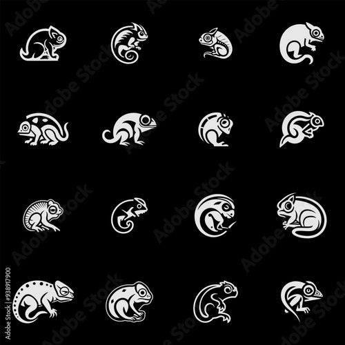 Set of Chameleon Logo Design Vector