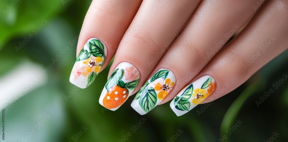 Floral Nail Art Design. Floral Nail Art Design.