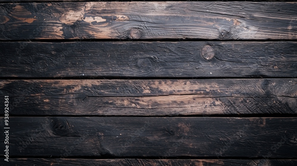 Obraz premium Dark weathered wooden planks rustic backdrop