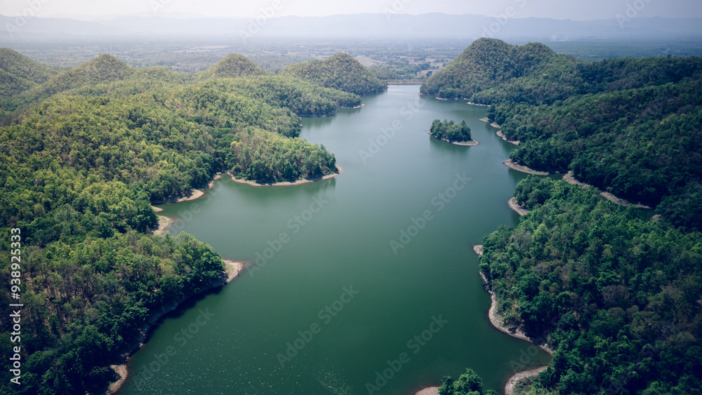 Aerial view of Mae Tub Reservoir Doi Tao District Thailand Aerial view of Mae Tub Reservoir Doi Tao District Thailand