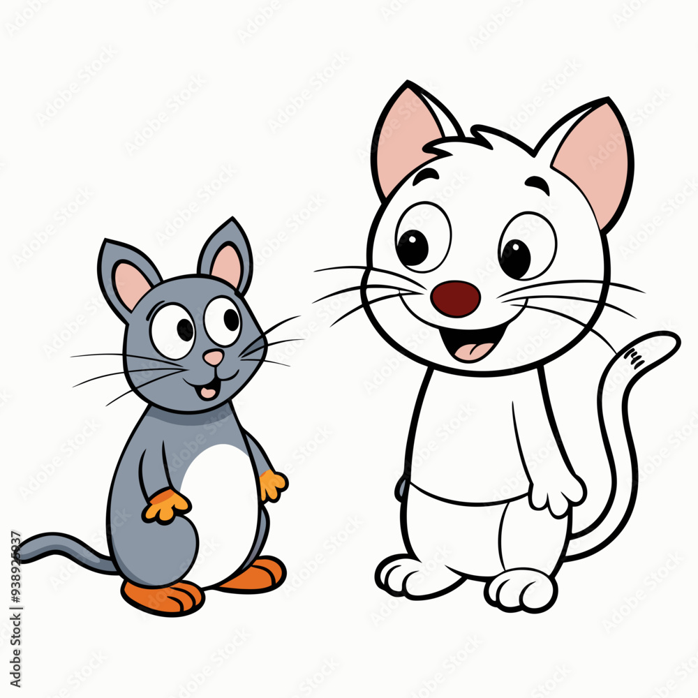 Cat and Rat Friendship - Vector Design on White Background Cat and Rat Friendship - Vector Design on White Background
