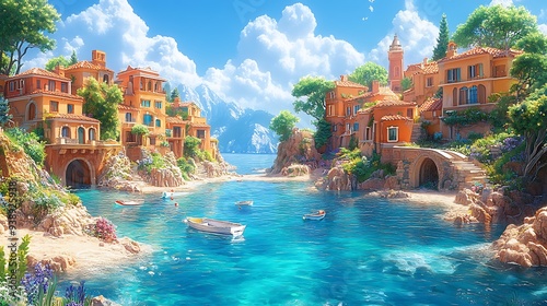 Colorful Italian Village by the Sea.