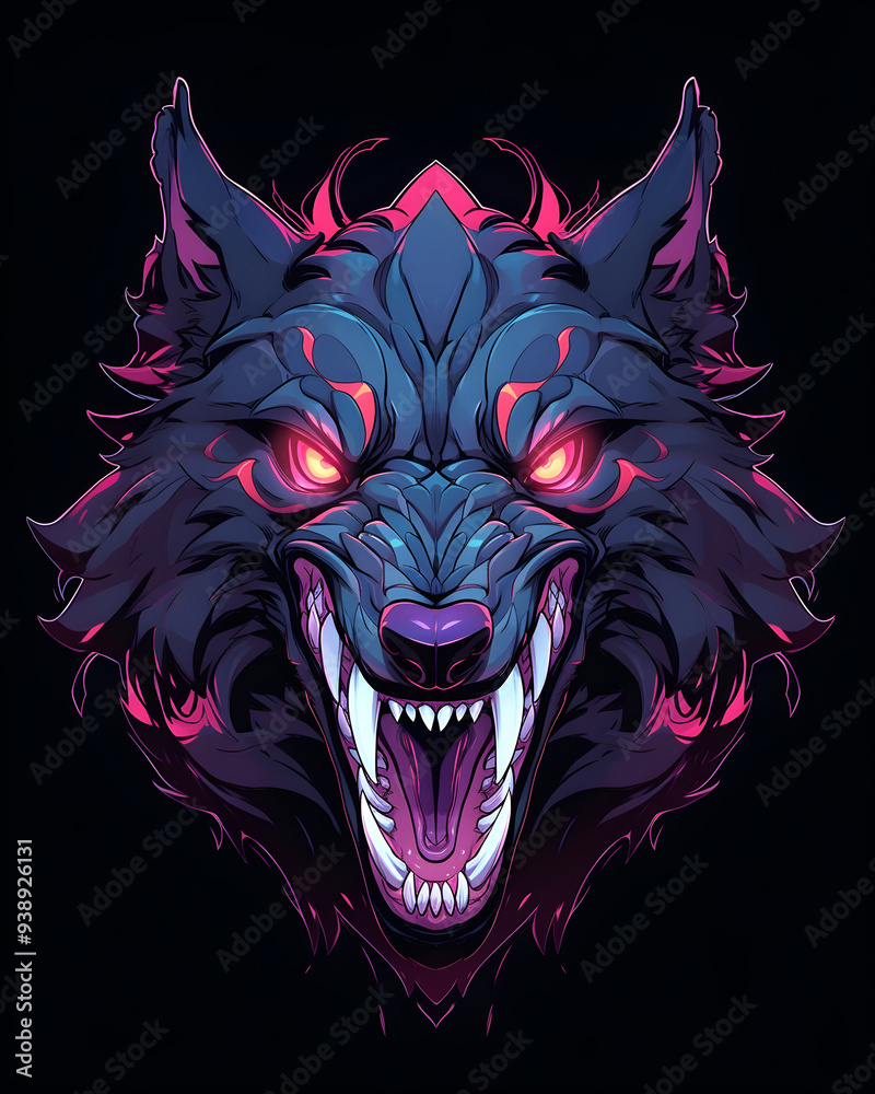 Obraz premium Werewolf head symmetry layout illustration