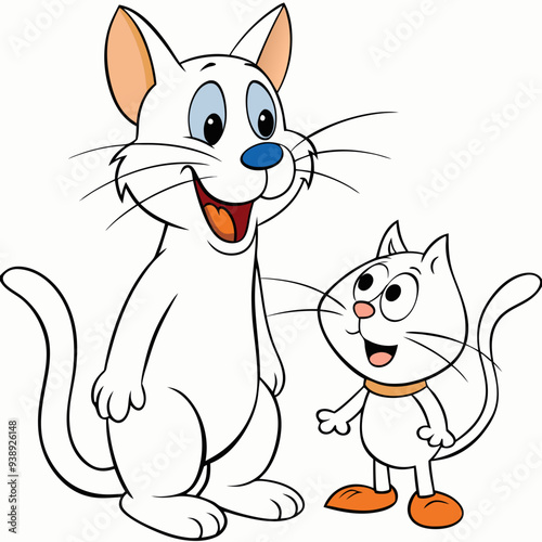 Cat and Rat Friendship - Vector Design on White Background