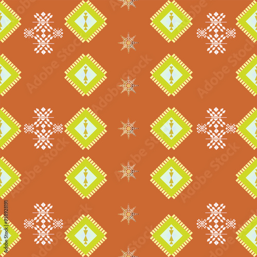 Geometric pattern Native American fabric patterns, colorful, used for decoration or all types of fabric projects. Brown tone.
