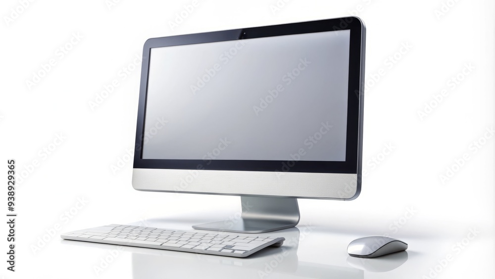 Isolated Personal Computer With A Blank Screen And A Modern Sleek Design Set Against A White Background Isolated Personal Computer With A Blank Screen And A Modern Sleek Design Set Against A White Background