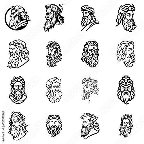 Set of Poseidon Logo Design Vector