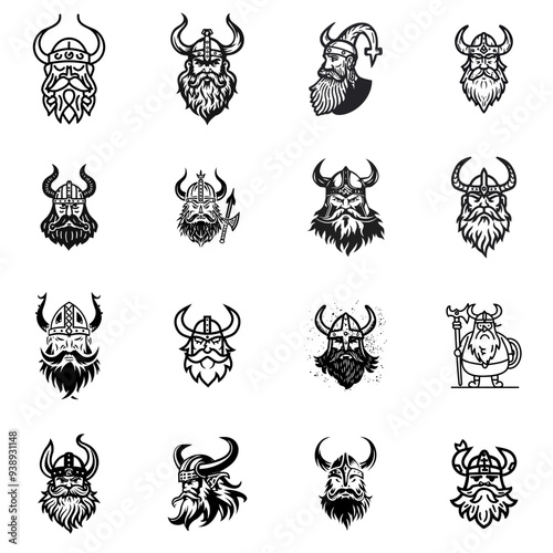 Set of Viking Logo Design Vector