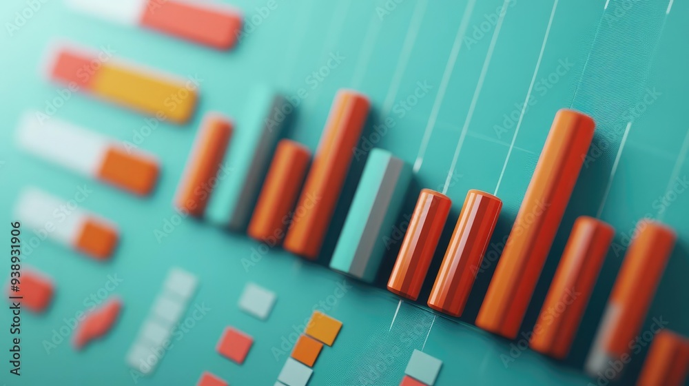Detailed charts showing search trends, real-time data visualization, 3D illustration Detailed charts showing search trends, real-time data visualization, 3D illustration
