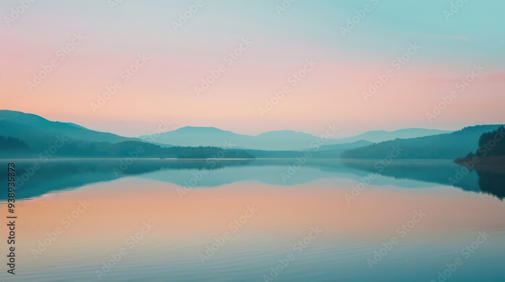 Fototapeta premium Serene Lake and Mountains at Dawn