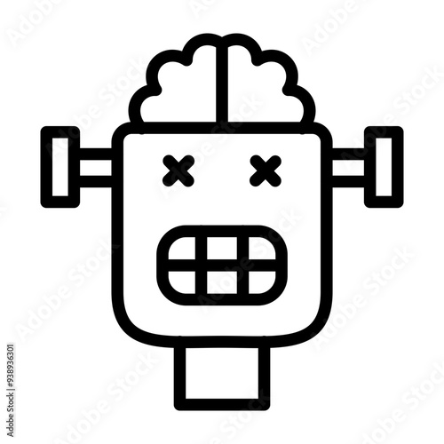 Robot Ghost Vector Line Icon Design