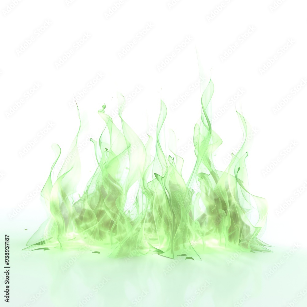 Mystical soft light green Fire Flames clip art on white background Mystical soft light green Fire Flames clip art on white background