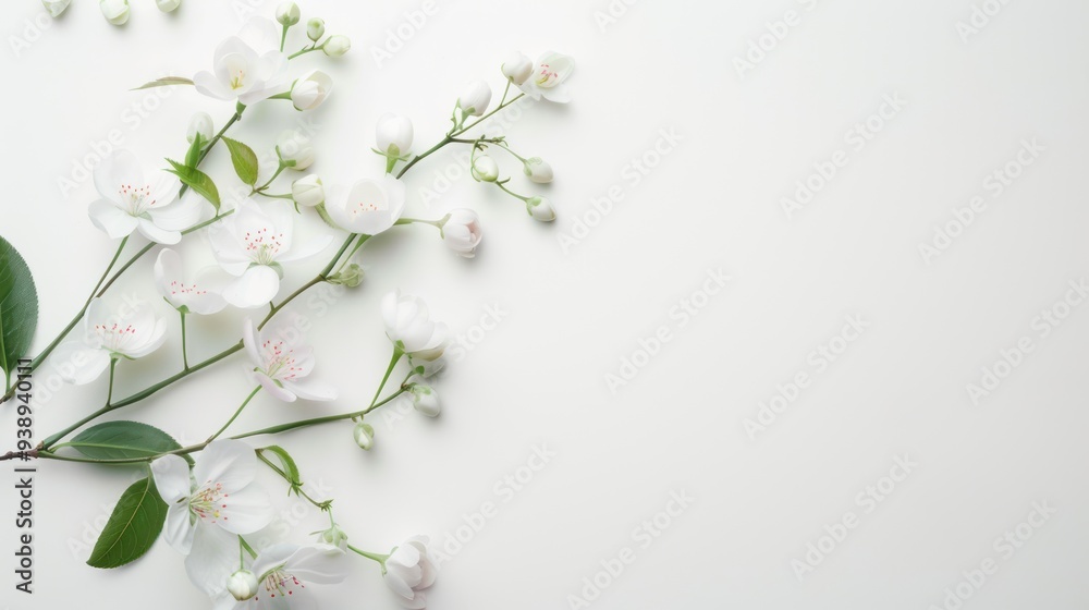 White Flower Blooms on White Background White Flower Blooms on White Background