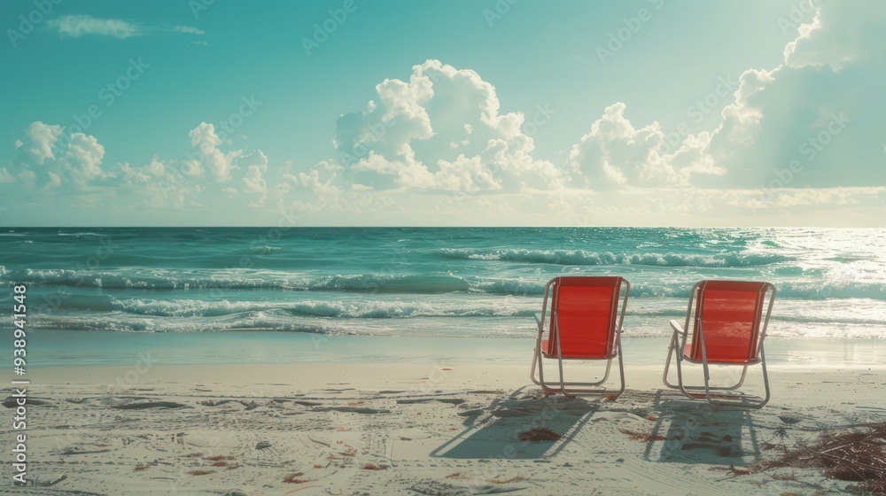 Relaxing Beach Chairs Under the Blue Sky Relaxing Beach Chairs Under the Blue Sky